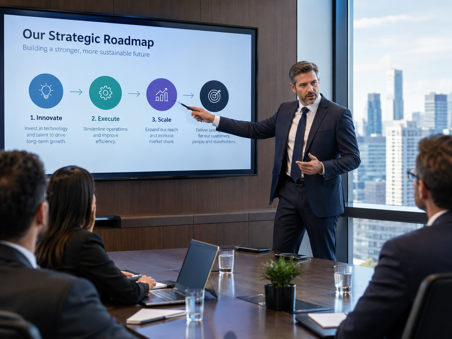 Strategy Roadmap Presentation in serious corporate environment